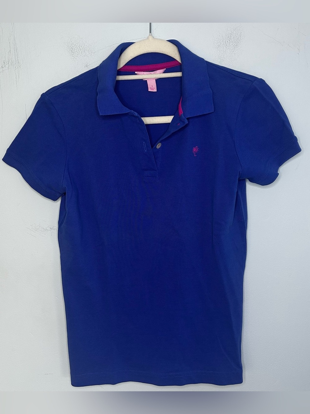 Lilly Pulitzer Cotton Blend Blue Short Sleeve Polo Top Size Small